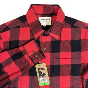 New Bearbottom Flannel Shirt Men Small Red Black Buffalo Check Cotton Outdoors